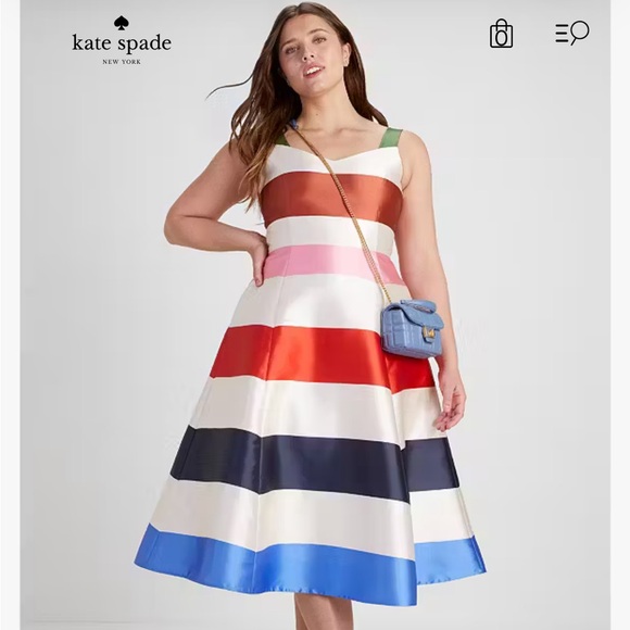 EUC Kate Spade Adventure Stripe Grace Multicolor Midi Dress - Picture 5 of 6